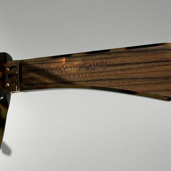 Jacques Marie Mage Edith Cat Eye Sunglasses Tortoise Wood Panels Gold BNIB Rare - Picture 15 of 16